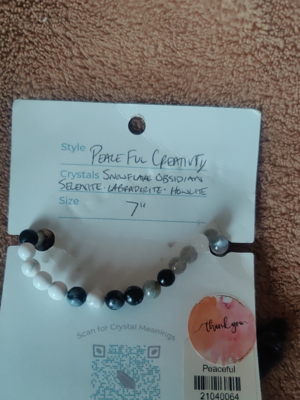 Peaceful Creativity Beaded Bracelet - White, Black, Gray